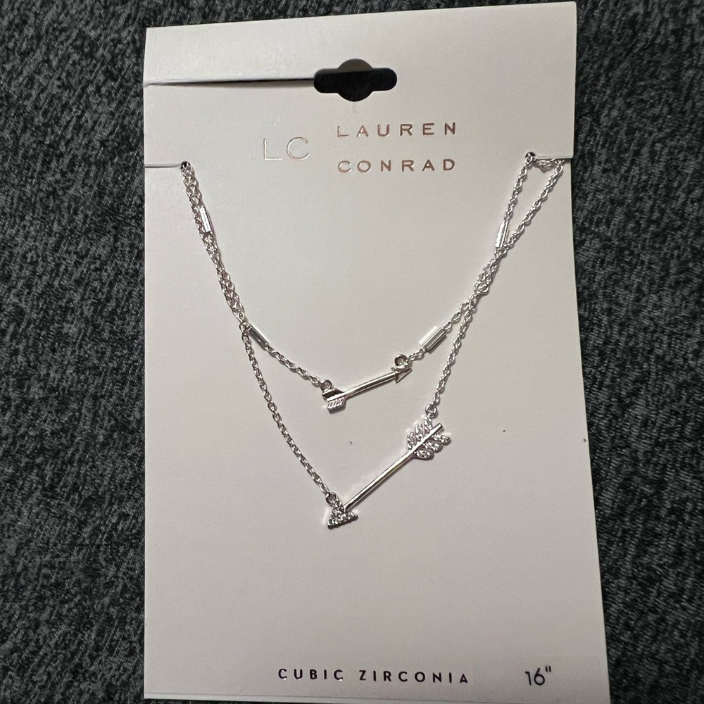 LC Lauren Conrad Silver Double arrow Necklace